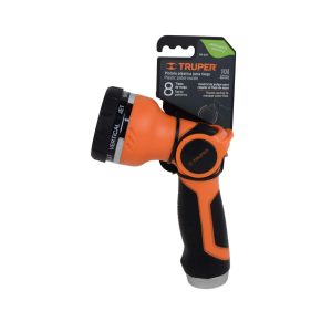 Pistola para riego 8 funciones plastica con perilla reguladora de flujo Truper